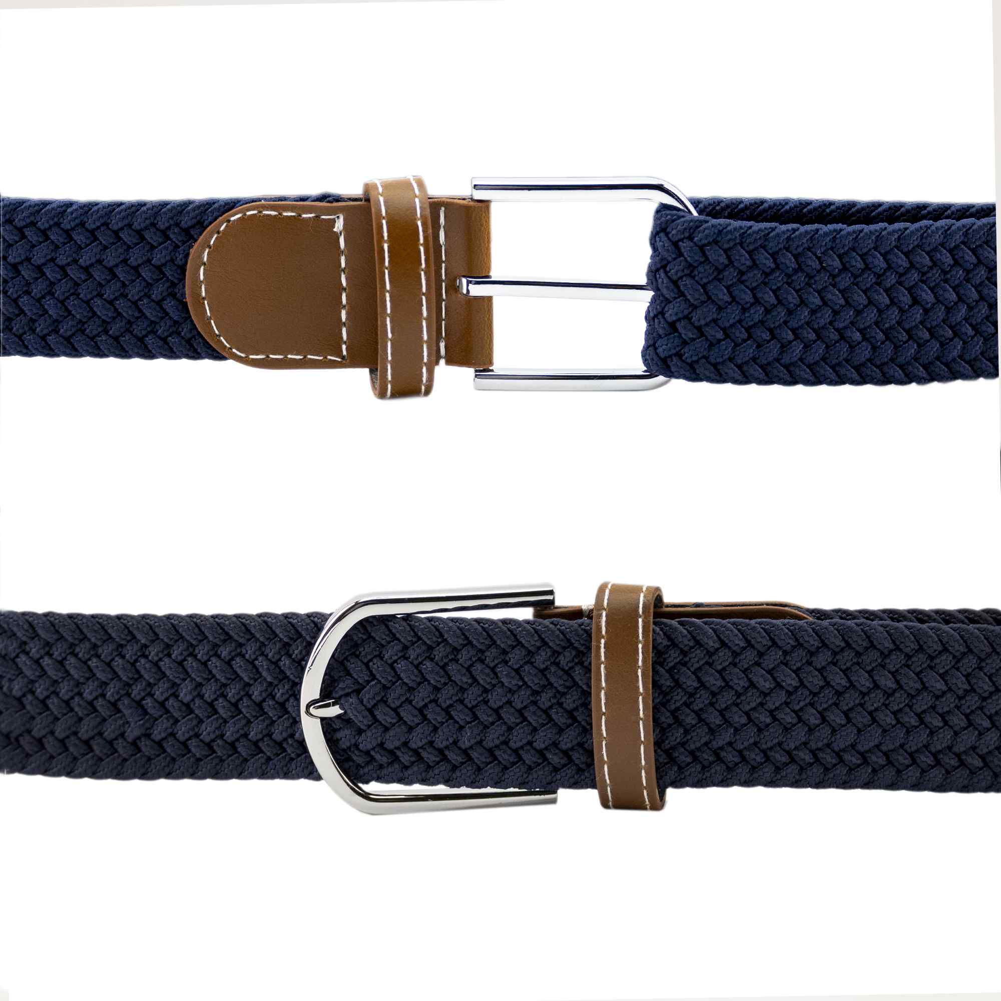 Cinturón trenzado extensible y elástico 110 cm azul marino - imagen 4