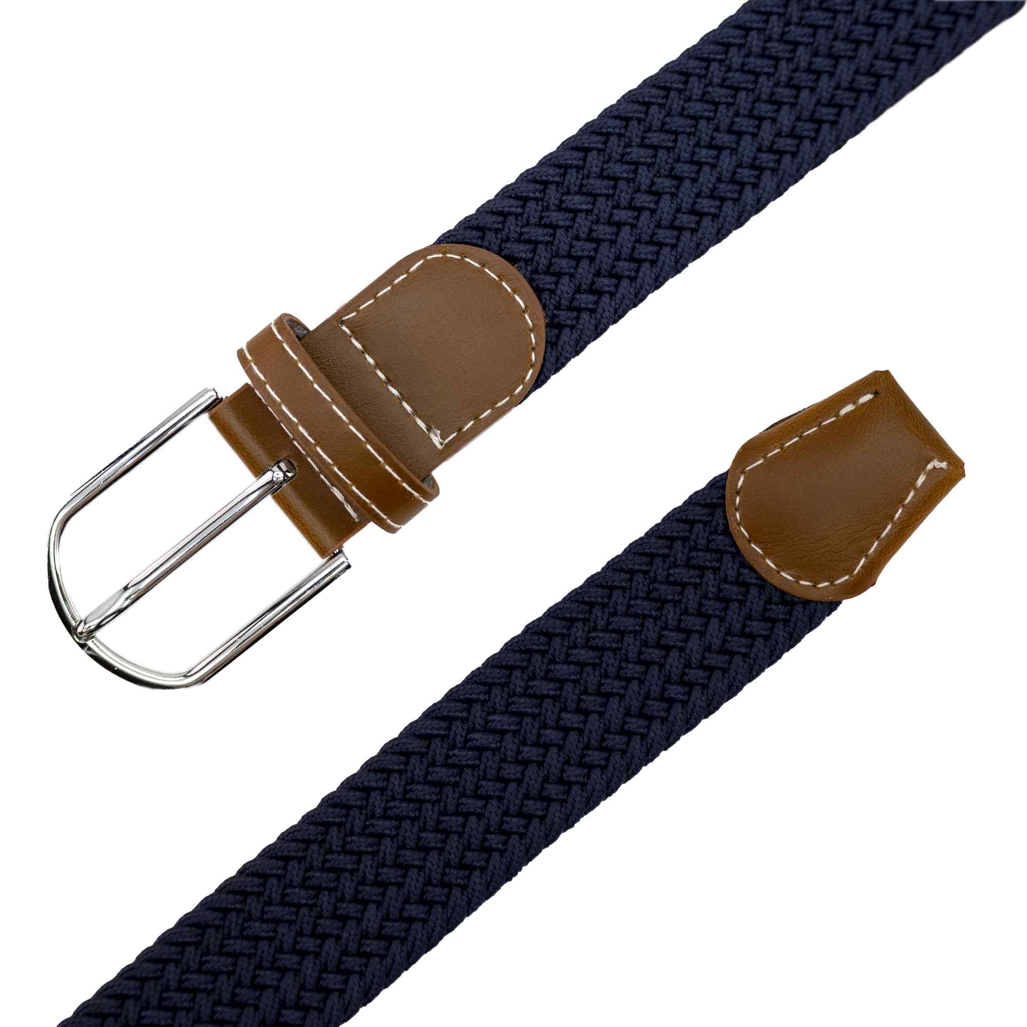 Cinturón trenzado extensible y elástico 110 cm azul marino - imagen 5