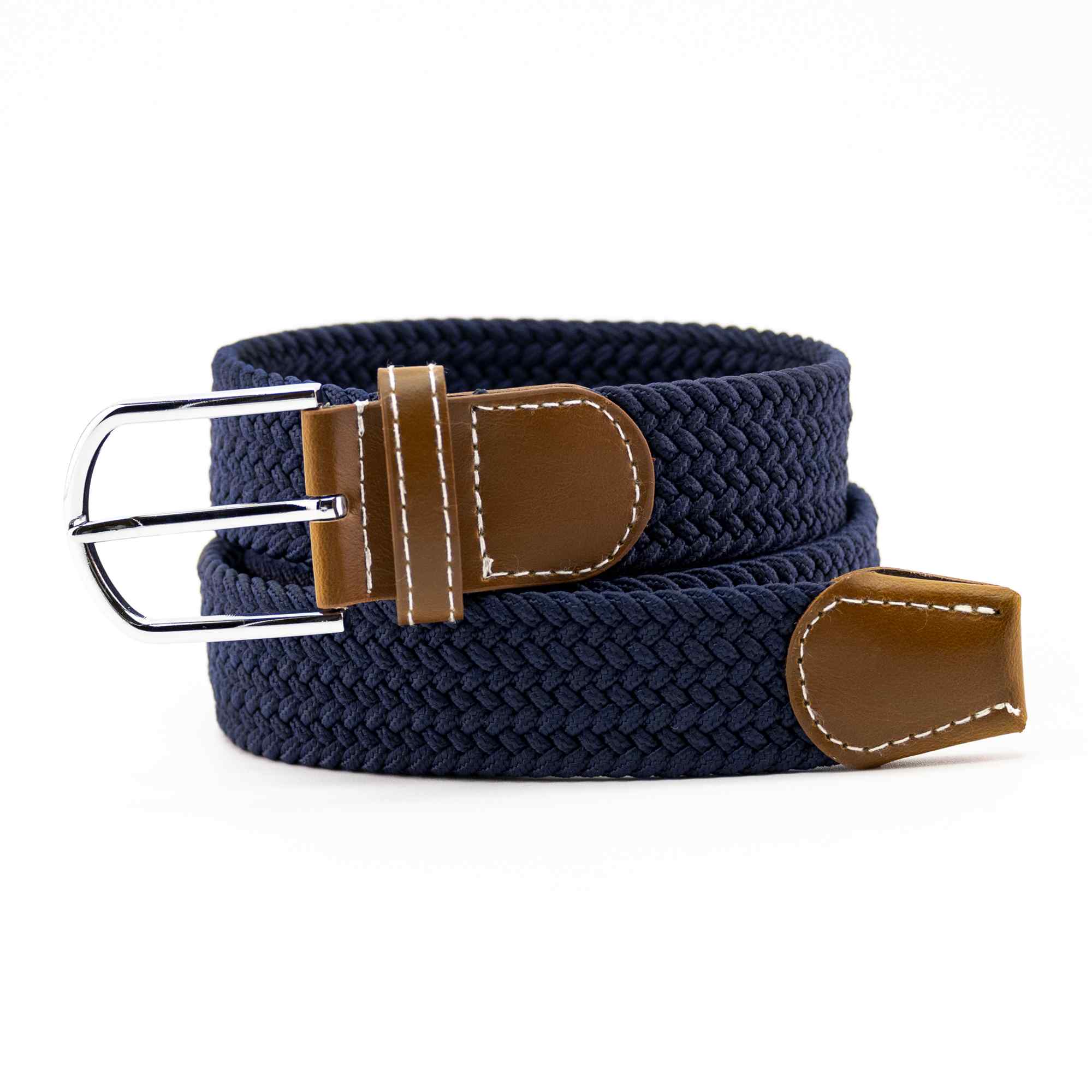 Cinturón trenzado extensible y elástico 110 cm azul marino - imagen 3