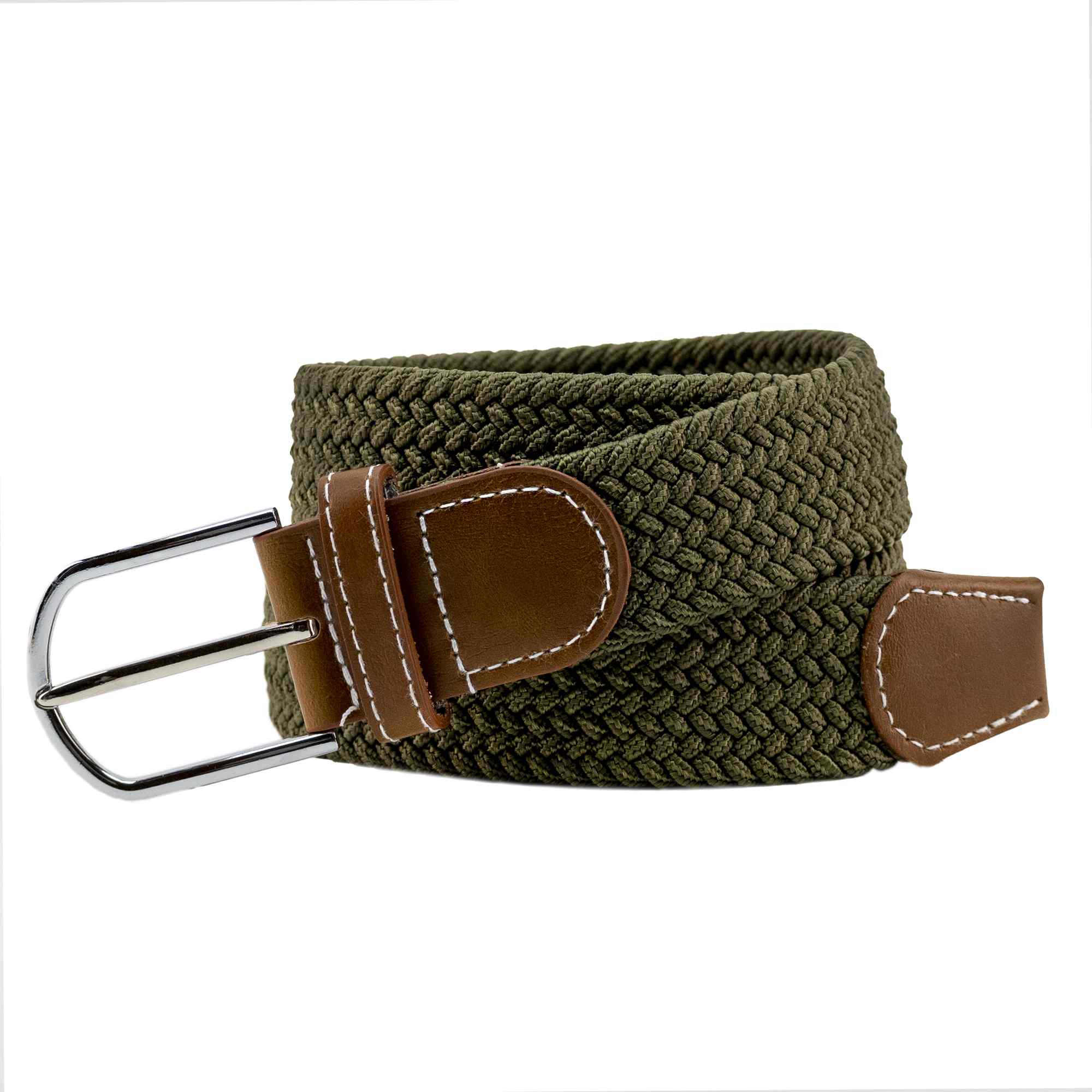 Cinturón trenzado extensible y elástico 110 cm verde - imagen 2