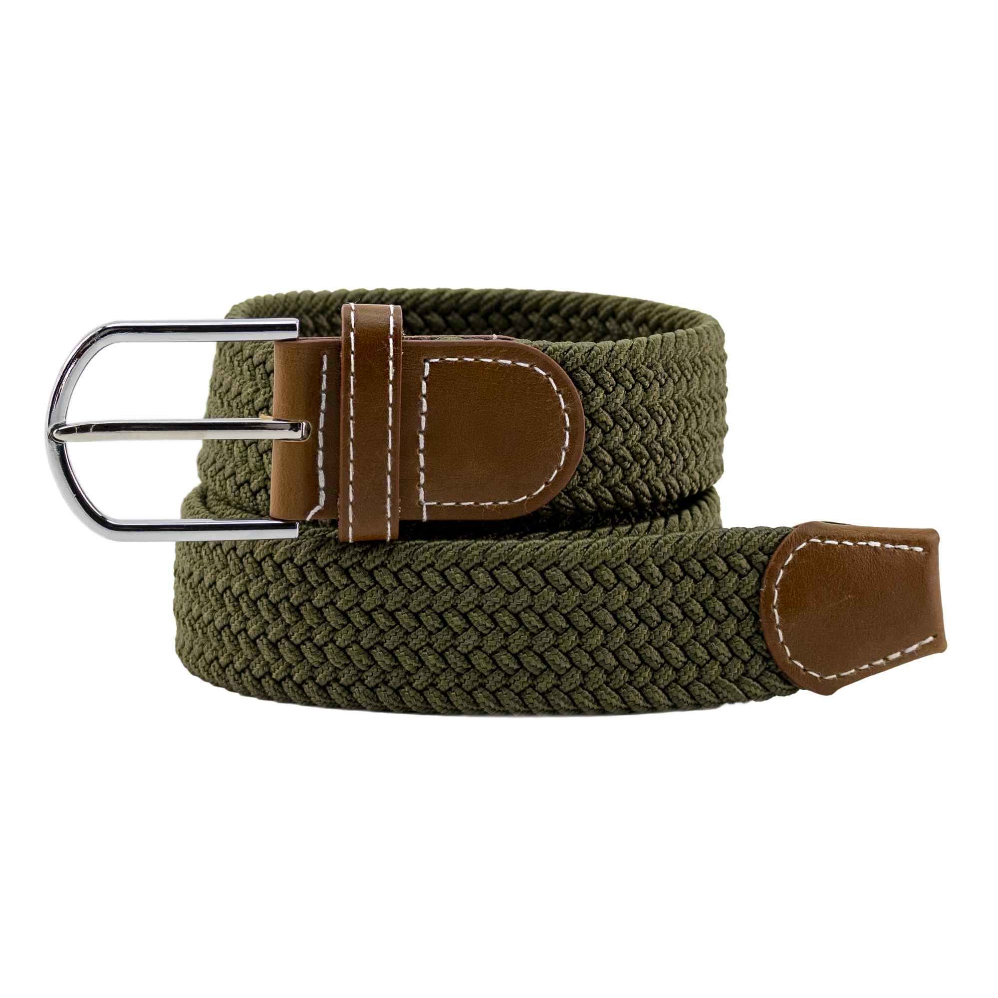 Cinturón trenzado extensible y elástico 110 cm verde - imagen 3