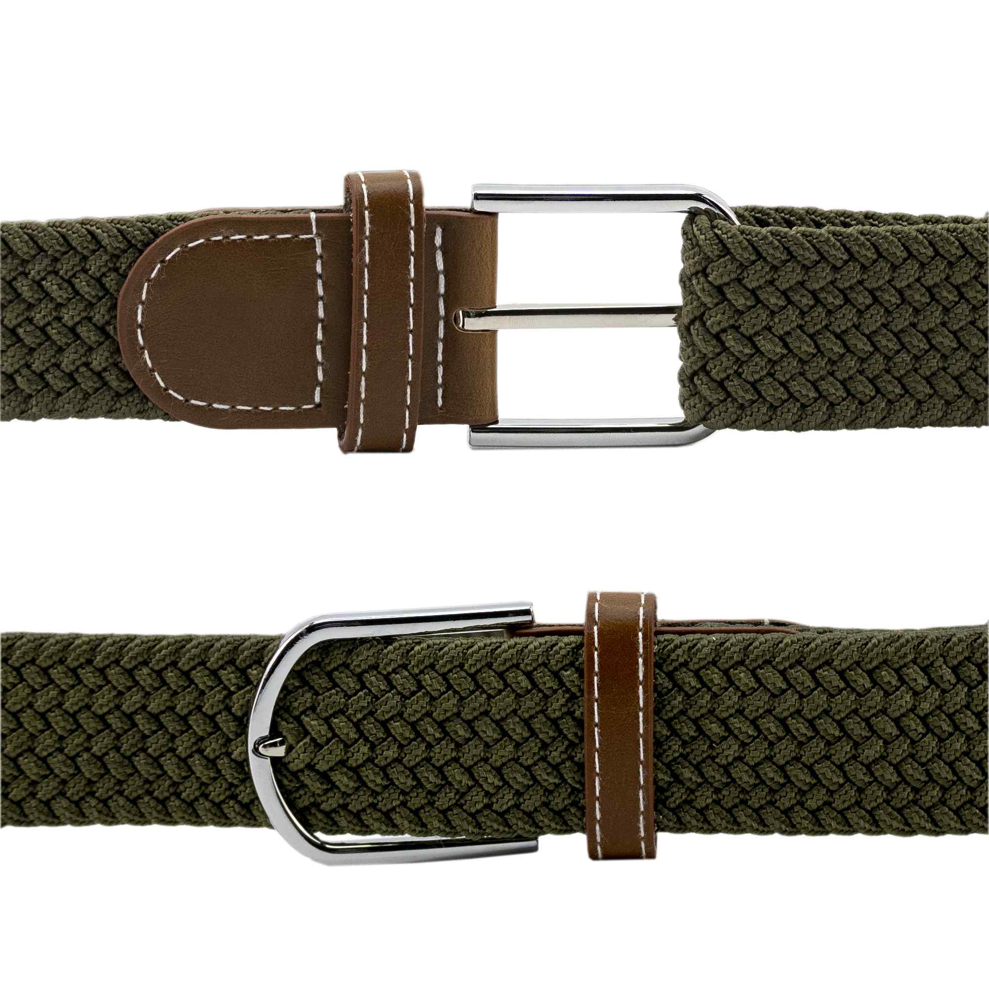 Cinturón trenzado extensible y elástico 110 cm verde - imagen 4