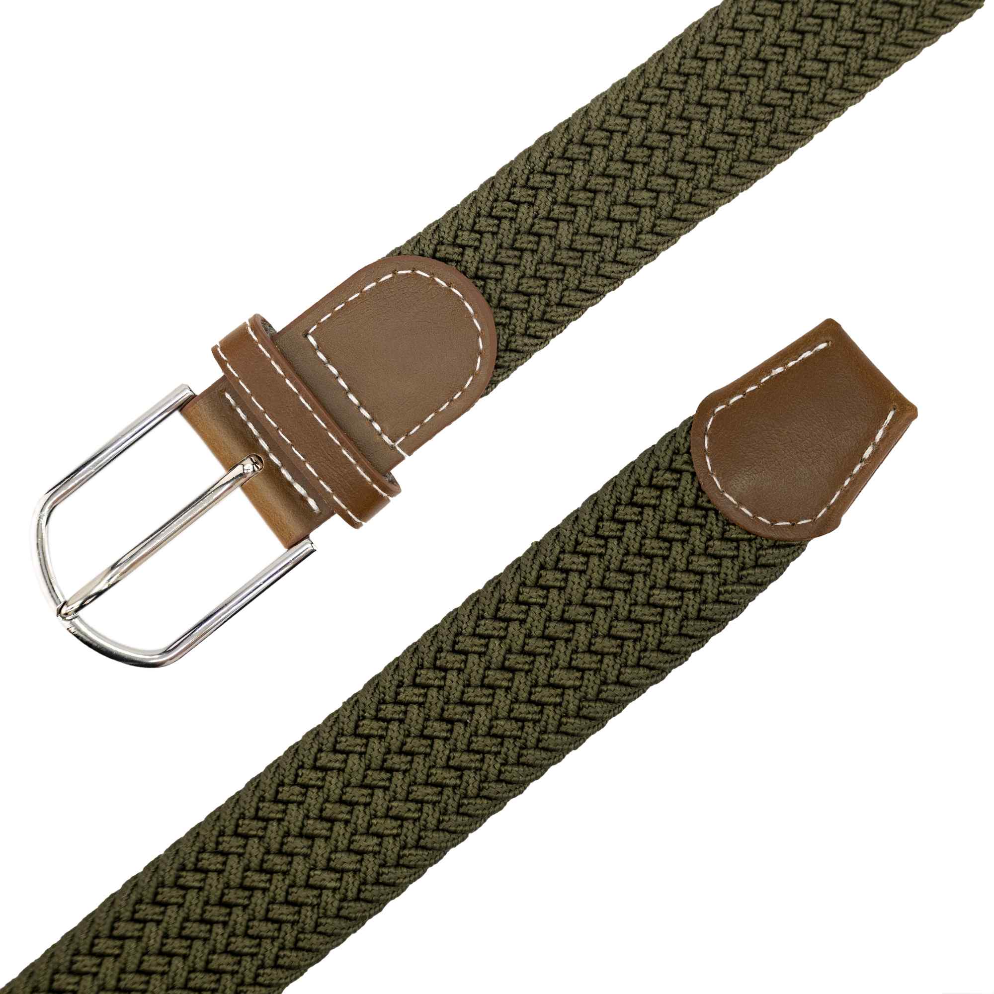 Cinturón trenzado extensible y elástico 110 cm verde - imagen 5