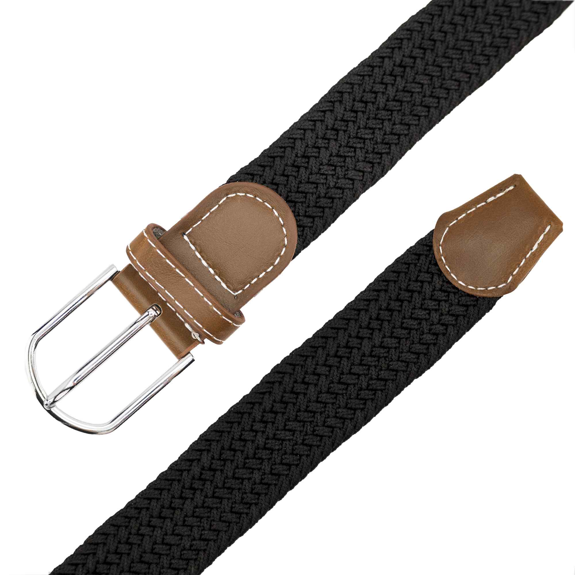 Cinturón trenzado extensible y elástico 110 cm negro - imagen 5