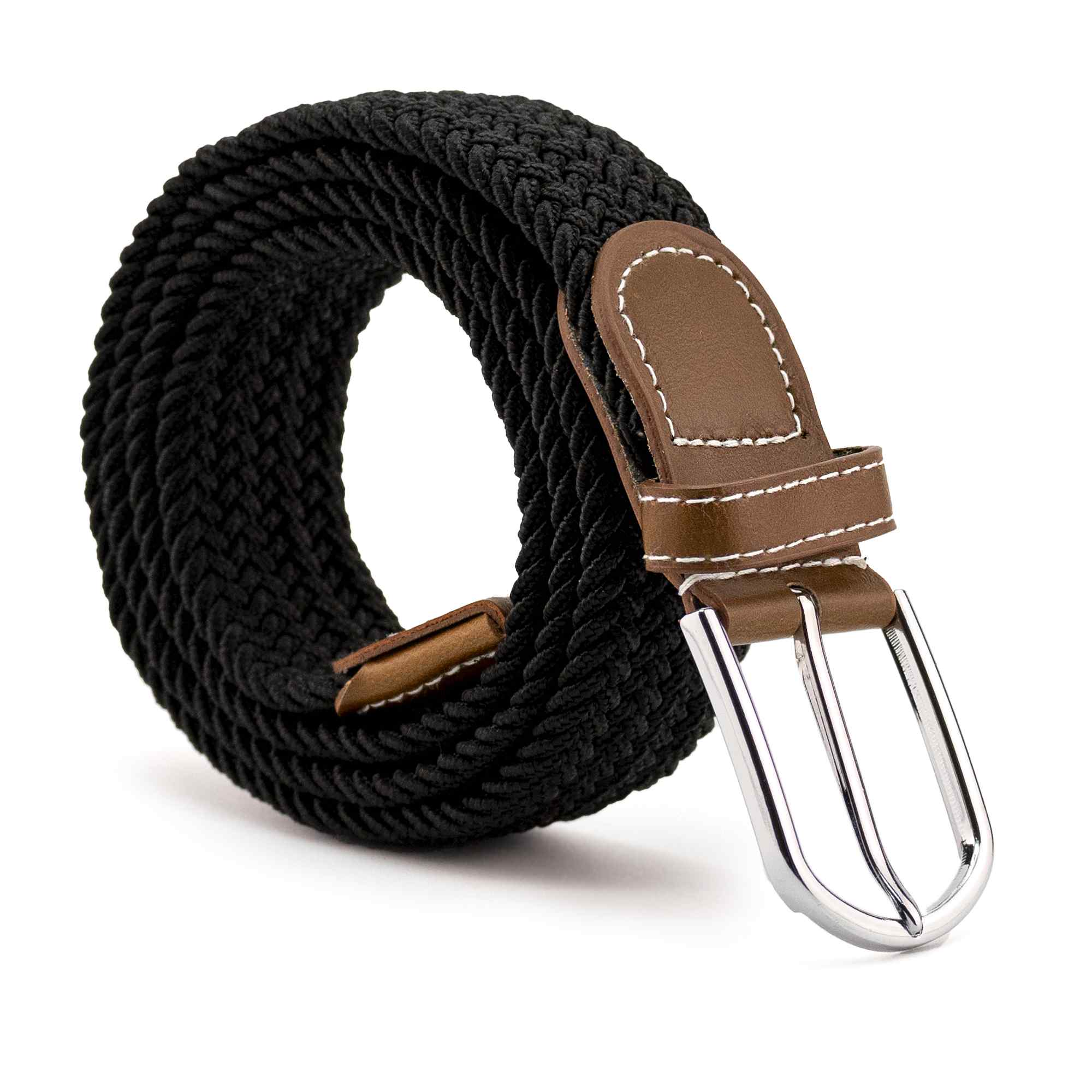 Cinturón trenzado extensible y elástico 110 cm negro