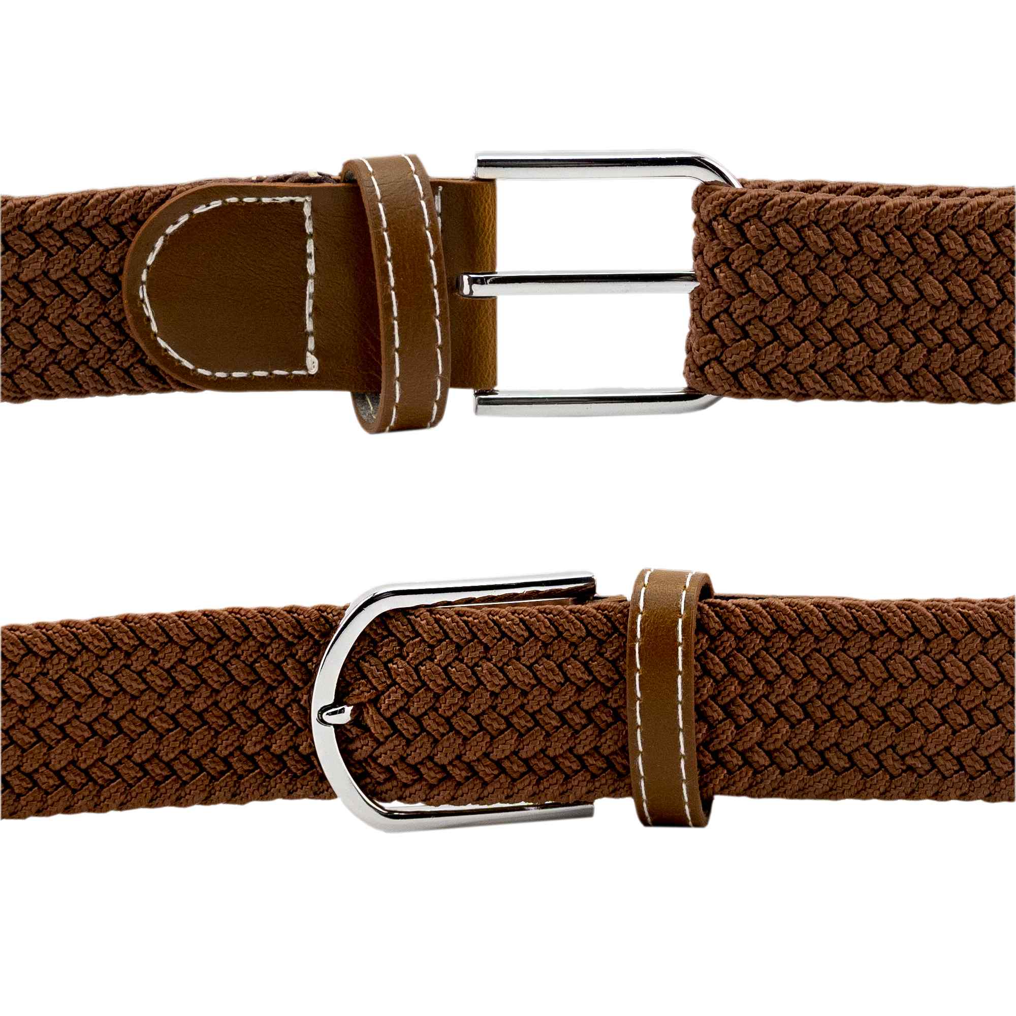 Cinturón trenzado extensible y elástico 110 cm marron - imagen 4