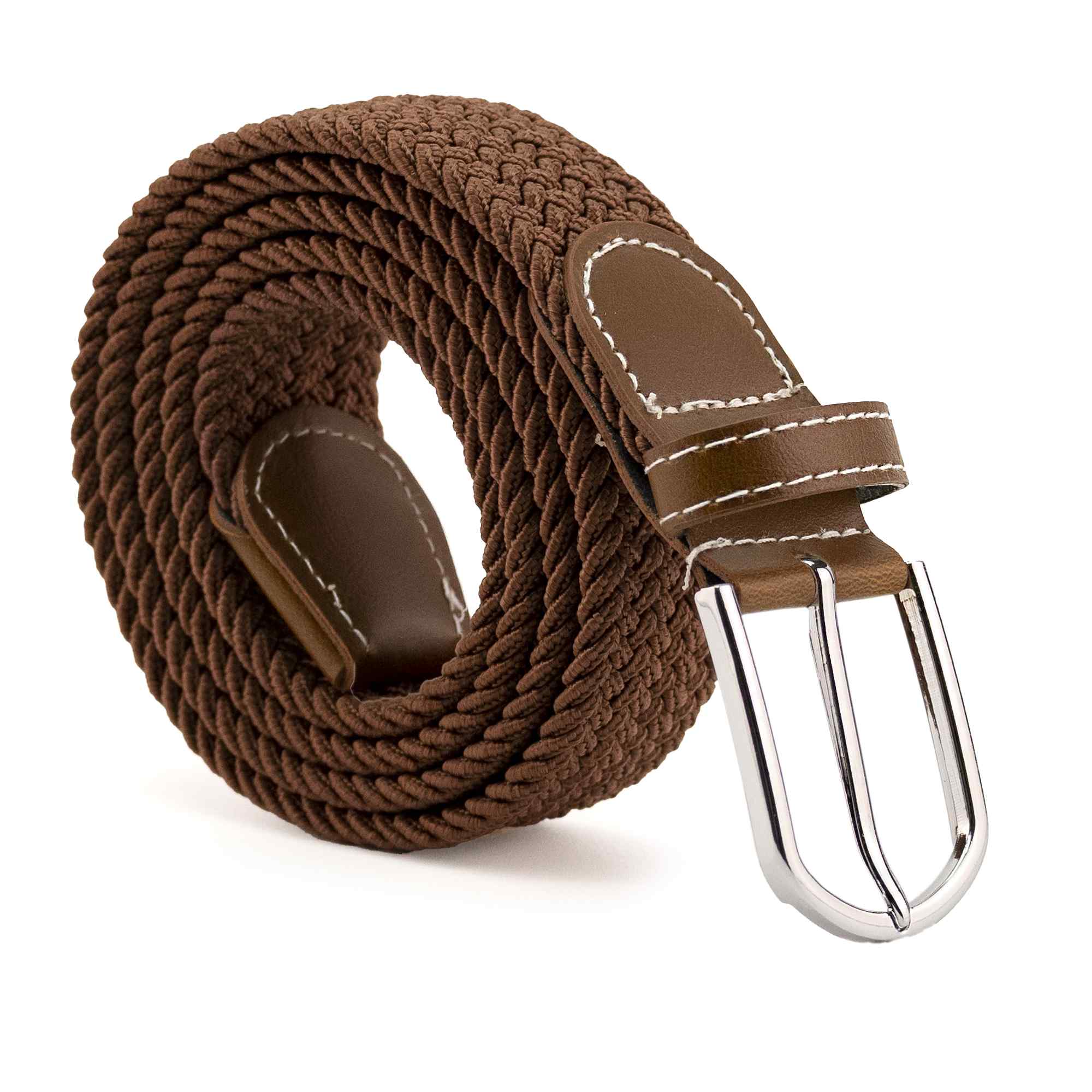 Cinturón trenzado extensible y elástico 110 cm marron