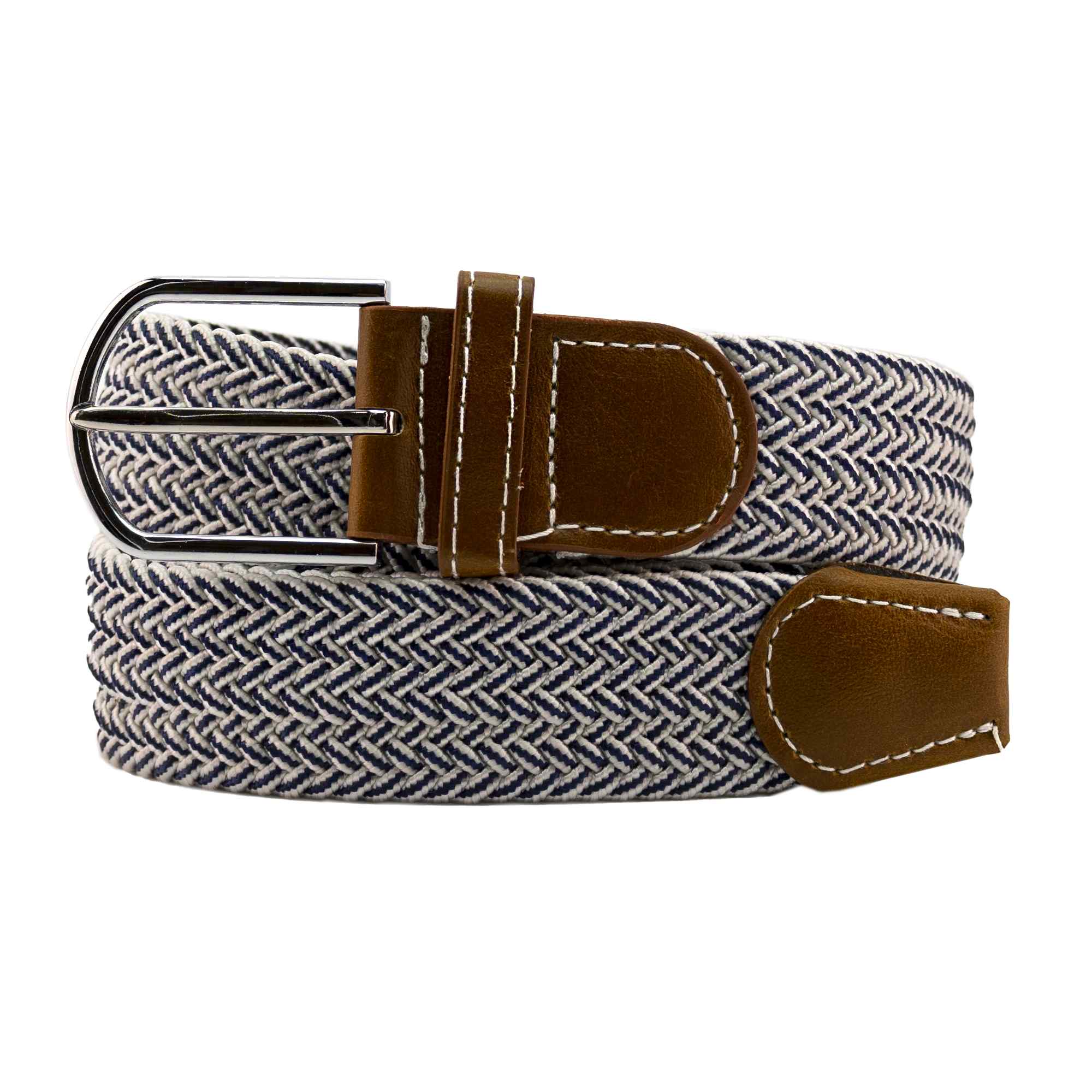 Cinturón trenzado extensible y elástico 110 cm blanco y azul - imagen 3