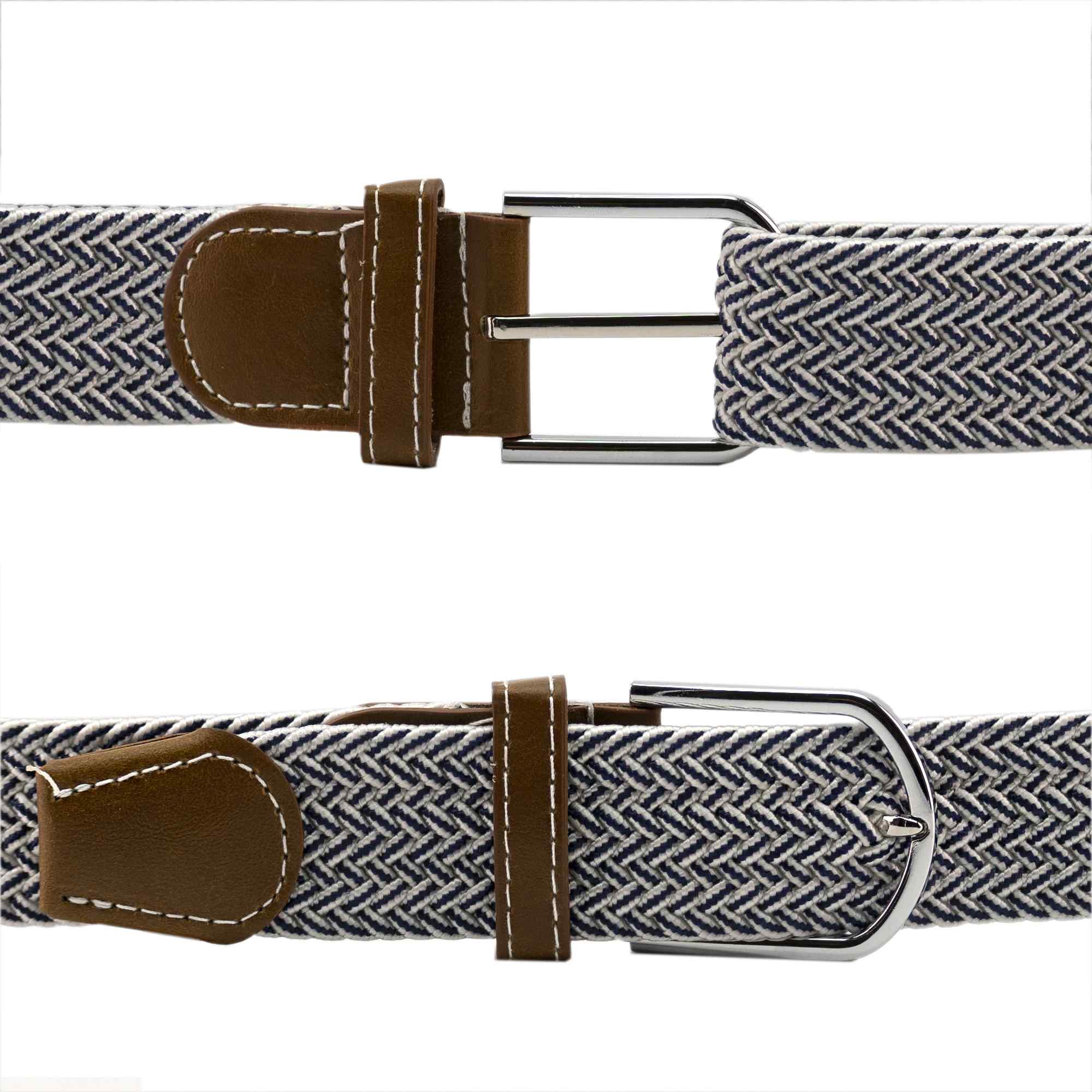 Cinturón trenzado extensible y elástico 110 cm blanco y azul - imagen 4