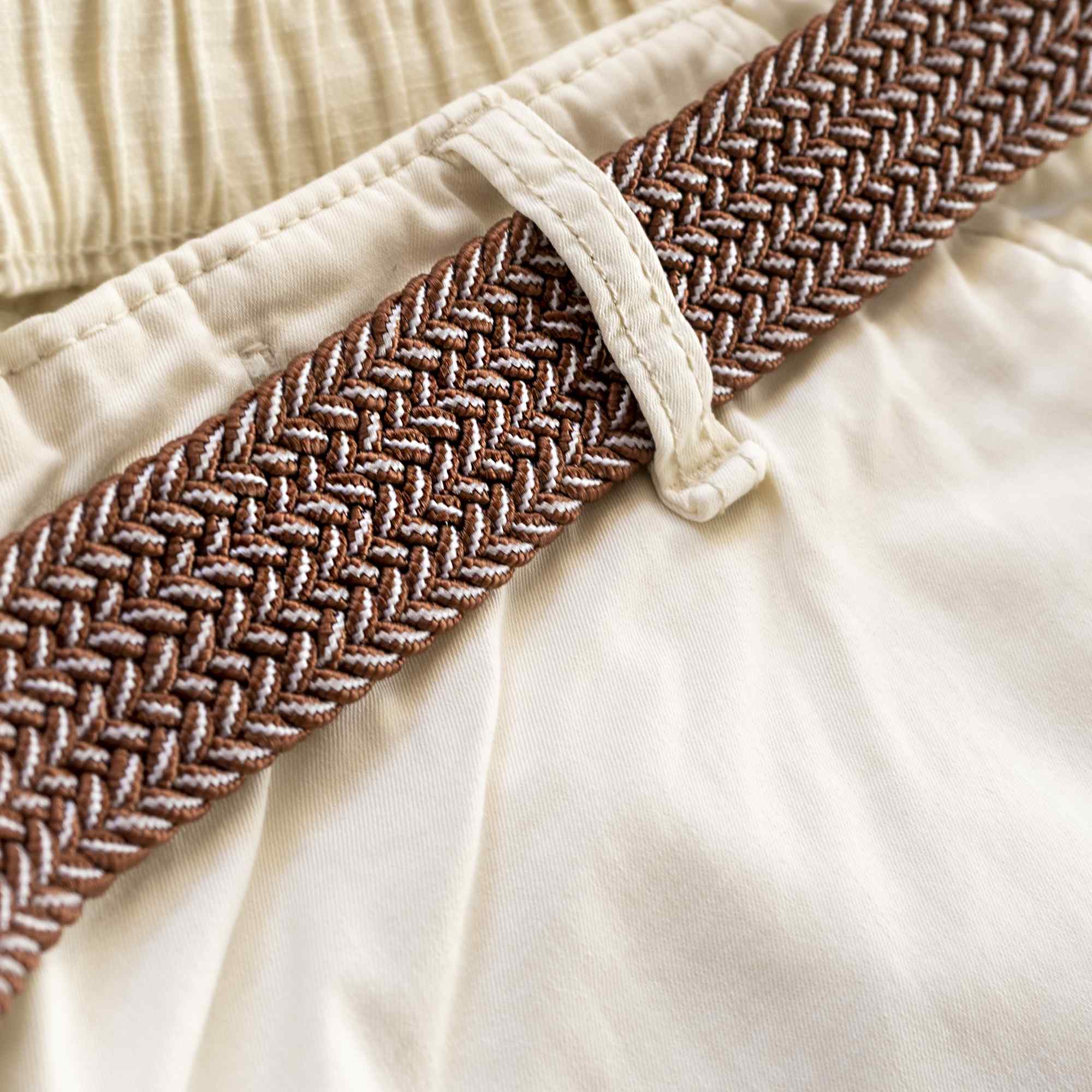 Cinturón trenzado extensible y elástico 110 cm blanco y marron - imagen 7