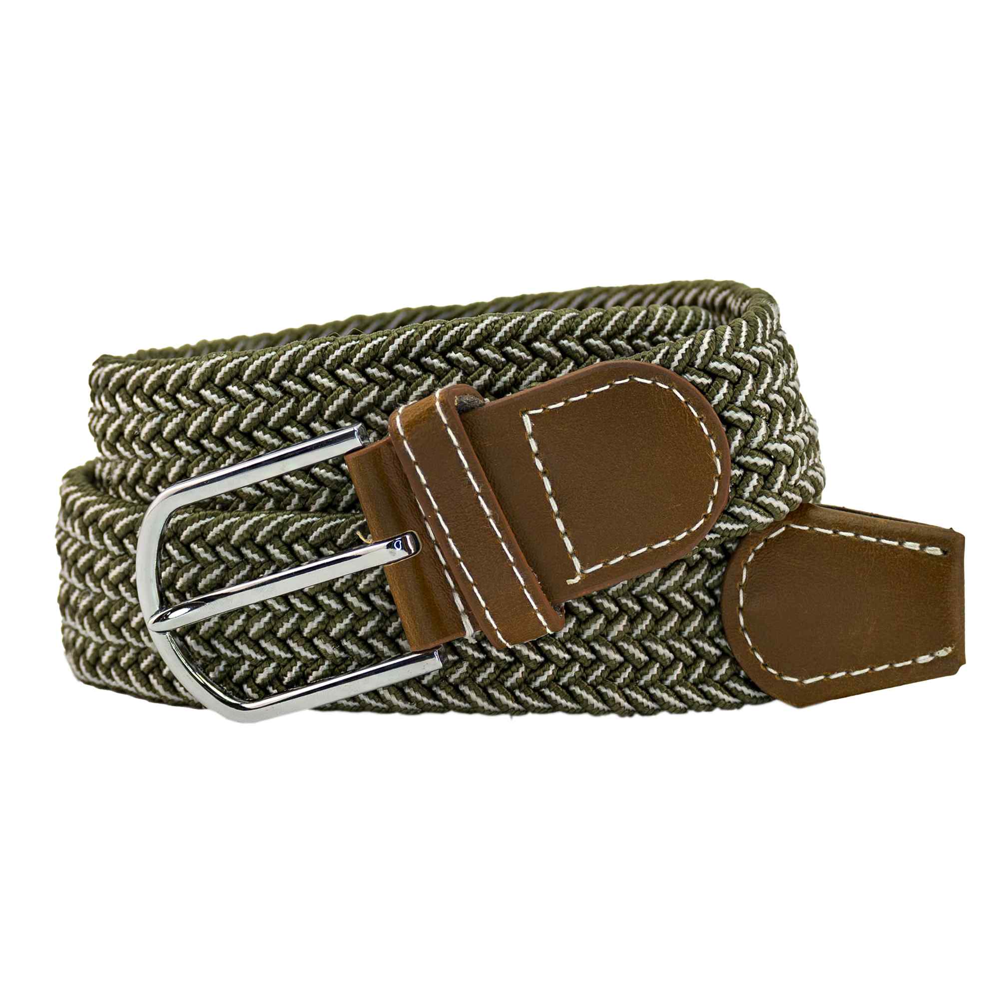 Cinturón trenzado extensible y elástico 110 cm blanco y verde - imagen 2