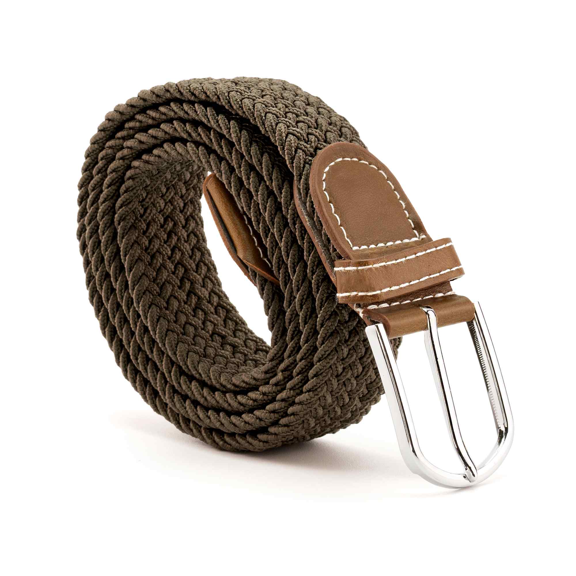 Cinturón trenzado extensible y elástico 110 cm ocre