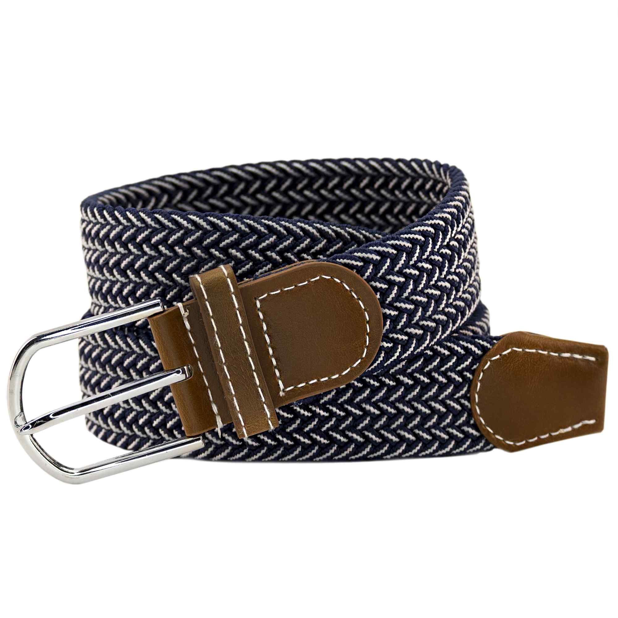 Cinturón trenzado extensible y elástico 110 cm azul y blanco - imagen 2