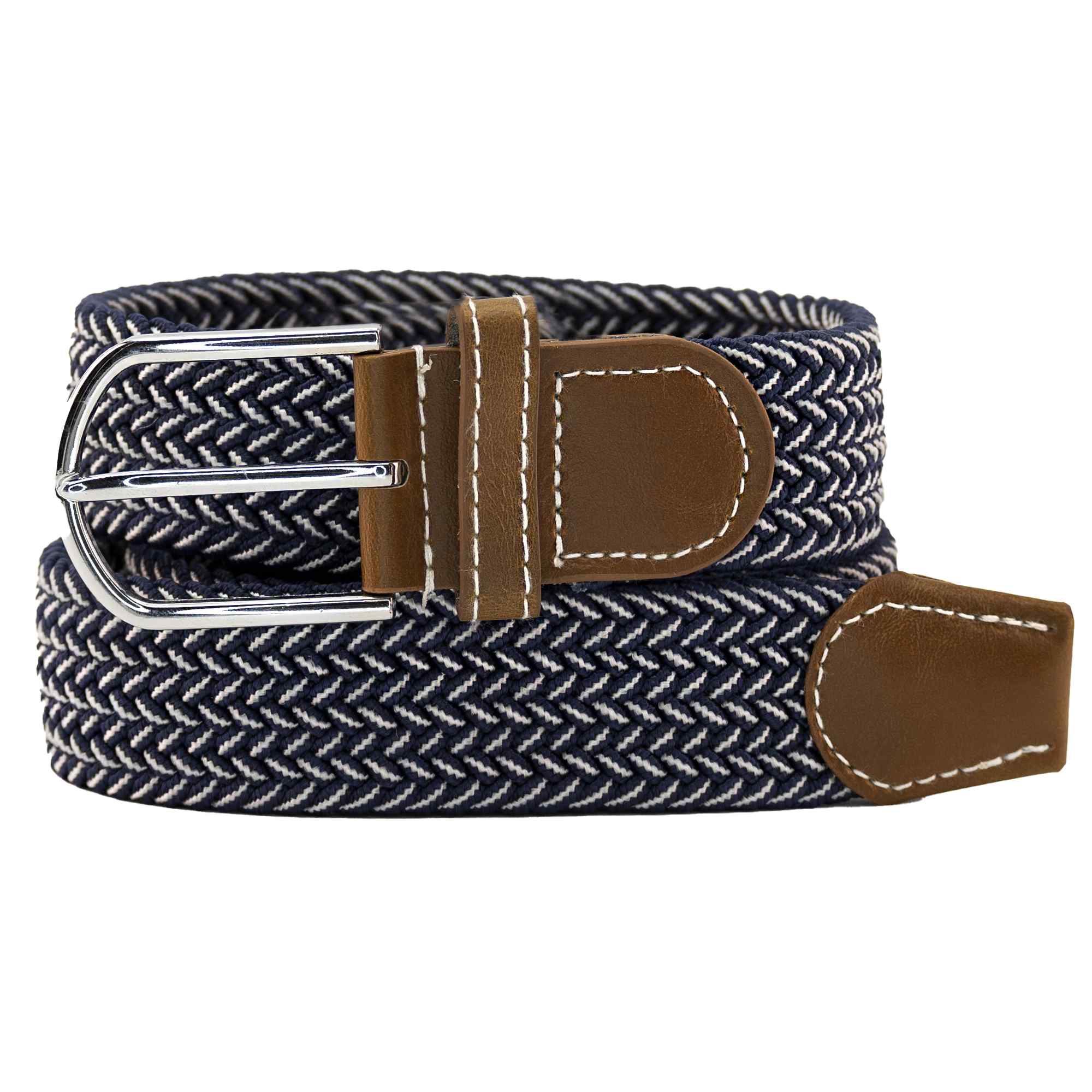 Cinturón trenzado extensible y elástico 110 cm azul y blanco - imagen 3