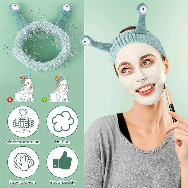 Diadema de spa Maquillaje facial forma de Caracol Blanco y Verde Agua - imagen 2