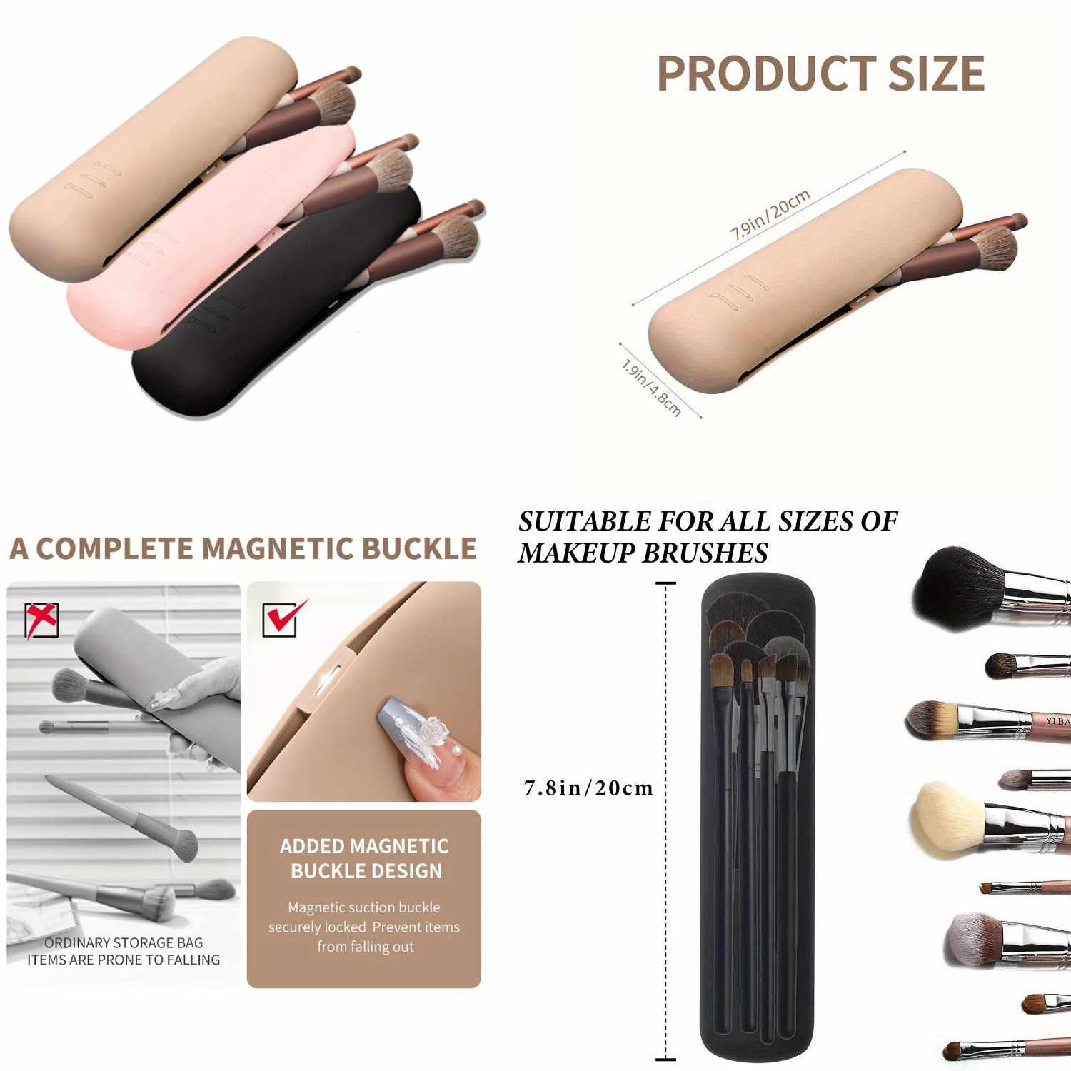 Estuche para brochas de maquillaje - cierre imantado - Negro - imagen 2