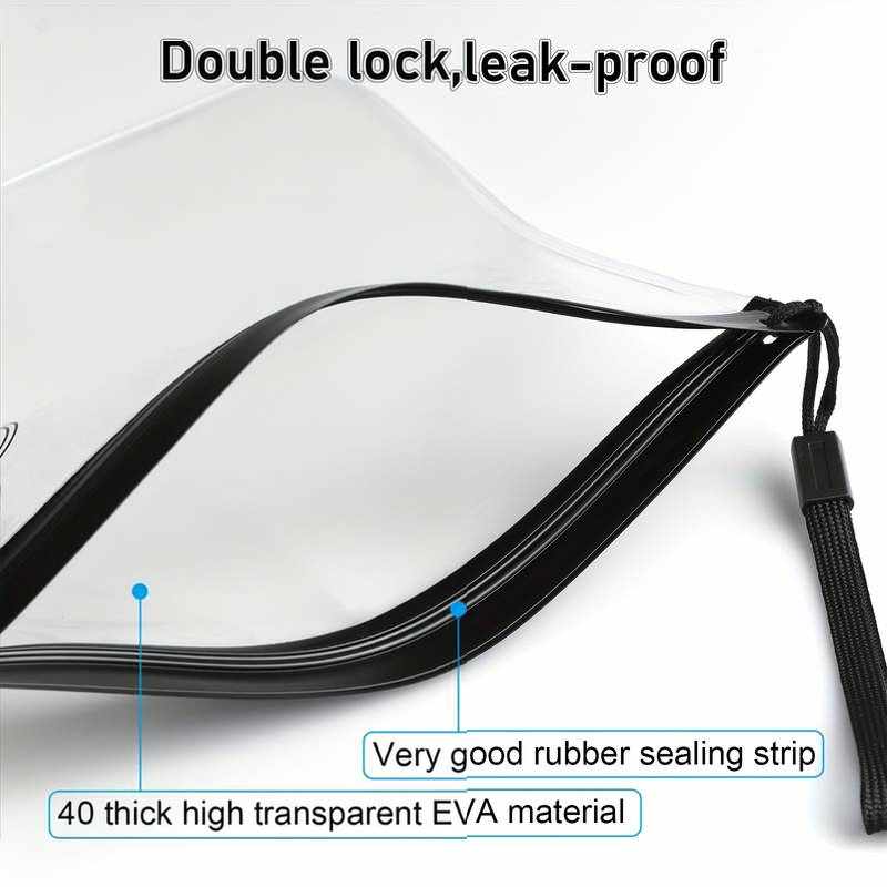 Bolsa de viaje, Bolsa de aseo, Bolsa Avion para Llevar Líquidos, Transparente, Negro - imagen 4