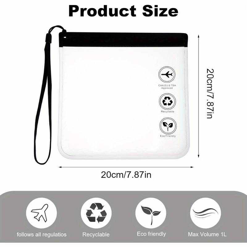 Bolsa de viaje, Bolsa de aseo, Bolsa Avion para Llevar Líquidos, Transparente, Negro - imagen 2