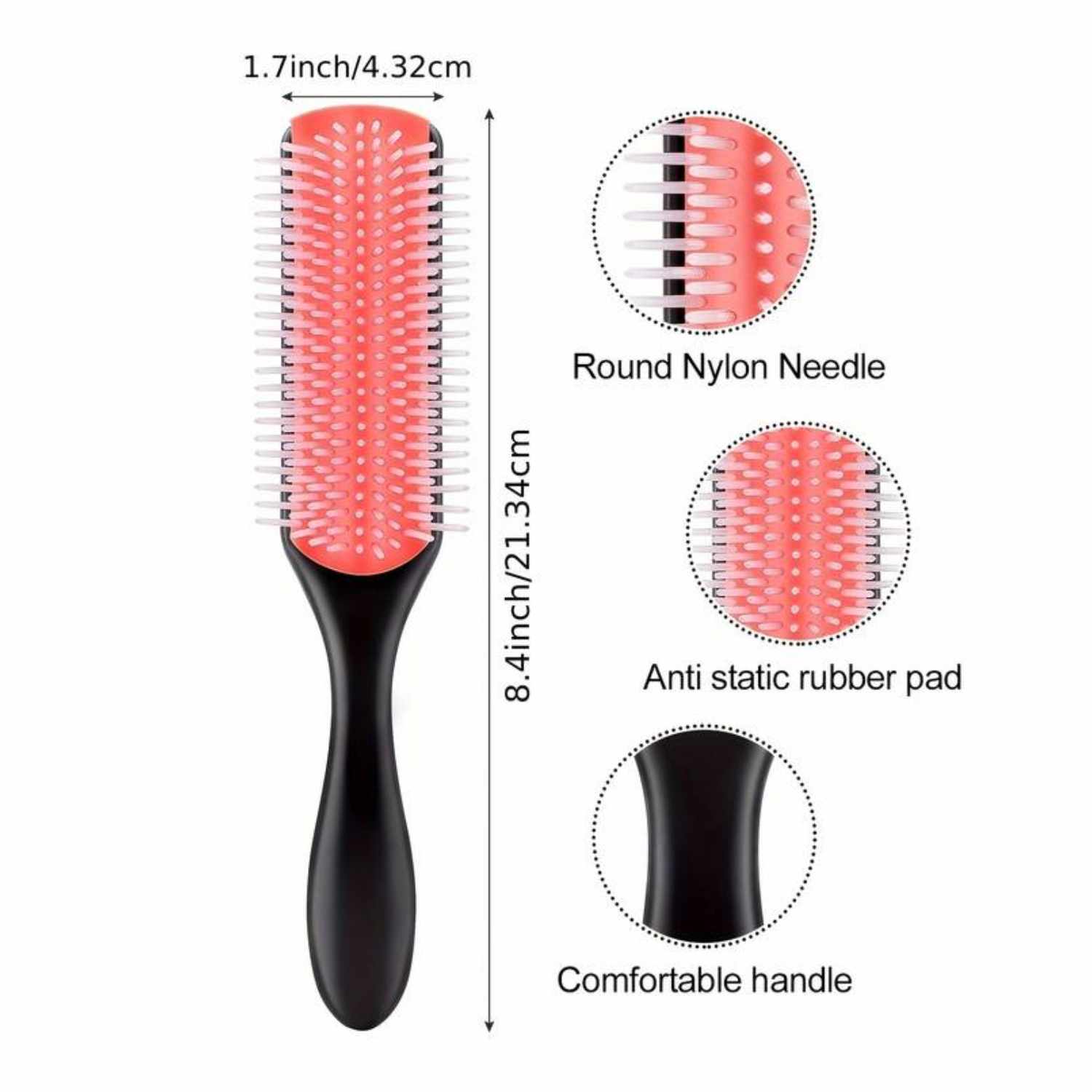 Cepillo Pelo Rizado de 9 Hileras, Peine Pelo Rizado, Hair Brush para Curly Rizos - Rojo - imagen 6