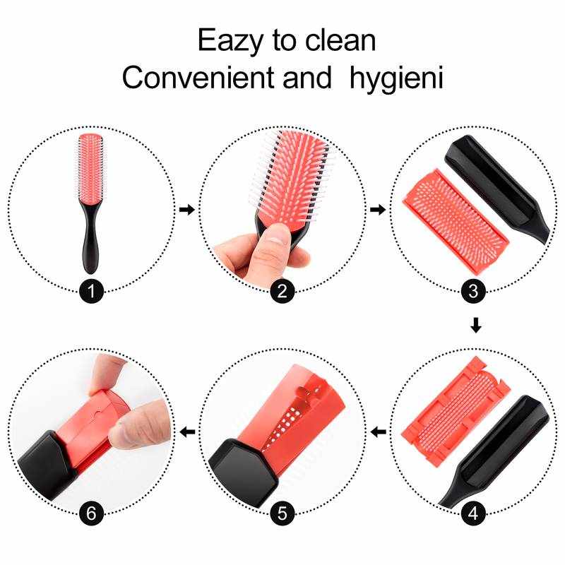Cepillo Pelo Rizado de 9 Hileras, Peine Pelo Rizado, Hair Brush para Curly Rizos - Rojo - imagen 3