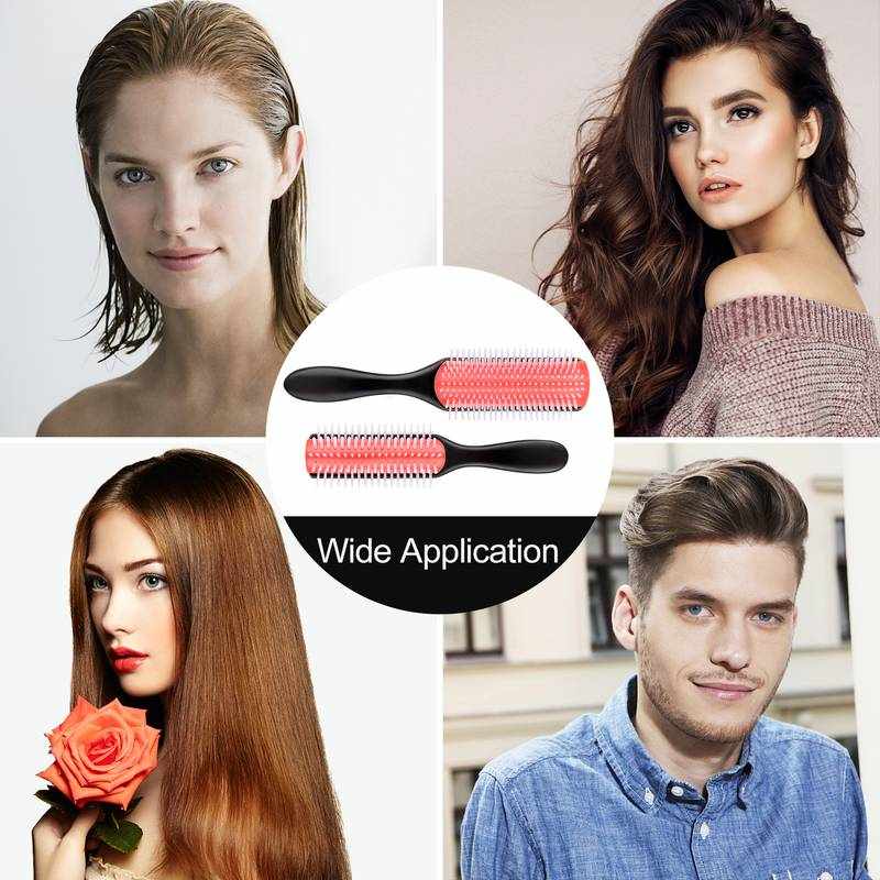 Cepillo Pelo Rizado de 9 Hileras, Peine Pelo Rizado, Hair Brush para Curly Rizos - Rojo - imagen 4