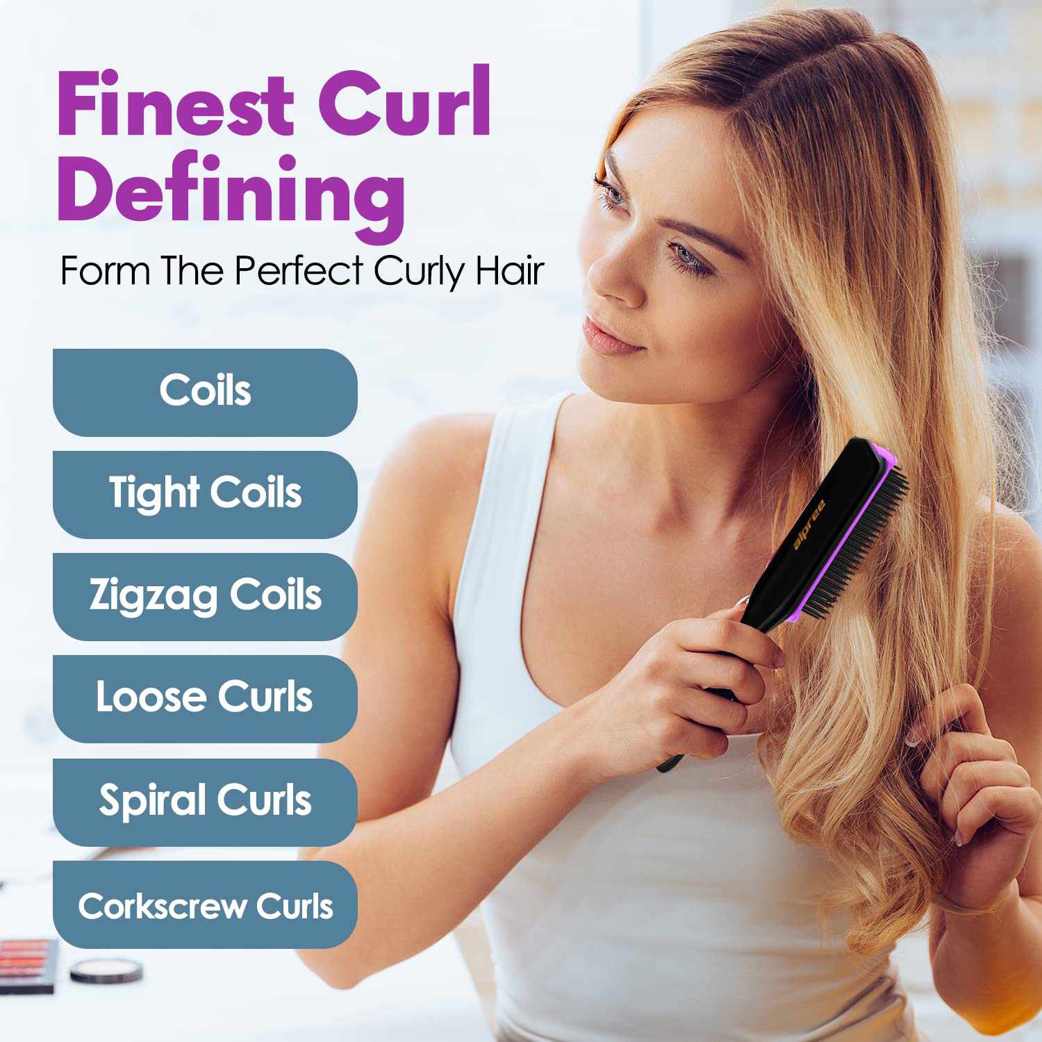 Cepillo Pelo Rizado de 9 Hileras, Peine Pelo Rizado, Hair Brush para Curly Rizos - Morado - imagen 4