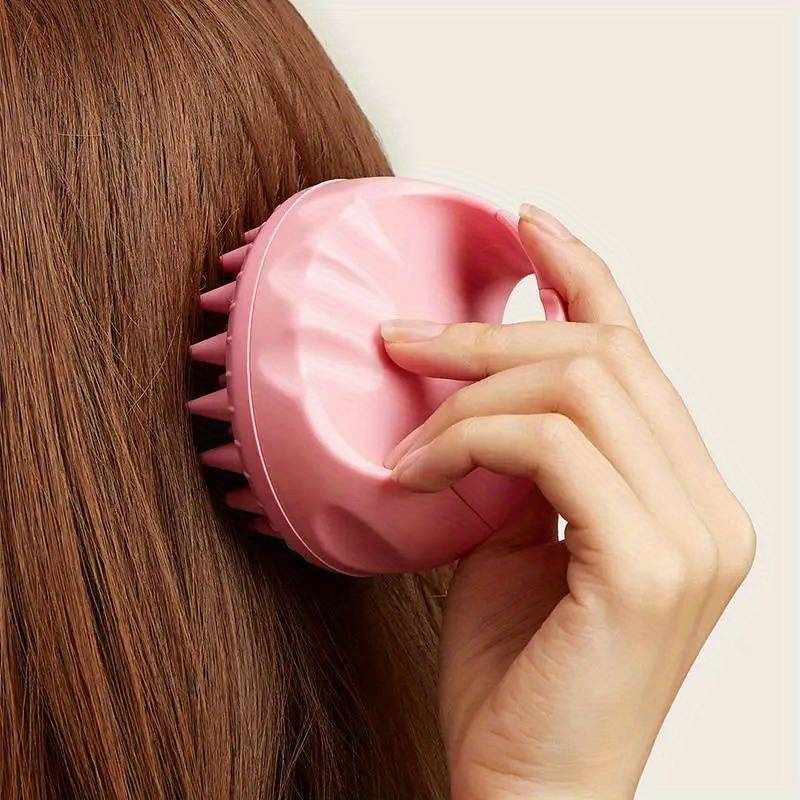 Masajeador Cuero Cabelludo, Cepillo Pelo de Silicona para Champú y Masaje Cabeza - Rosa - imagen 3