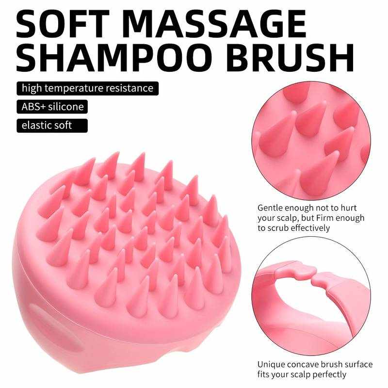 Masajeador Cuero Cabelludo, Cepillo Pelo de Silicona para Champú y Masaje Cabeza - Rosa - imagen 5