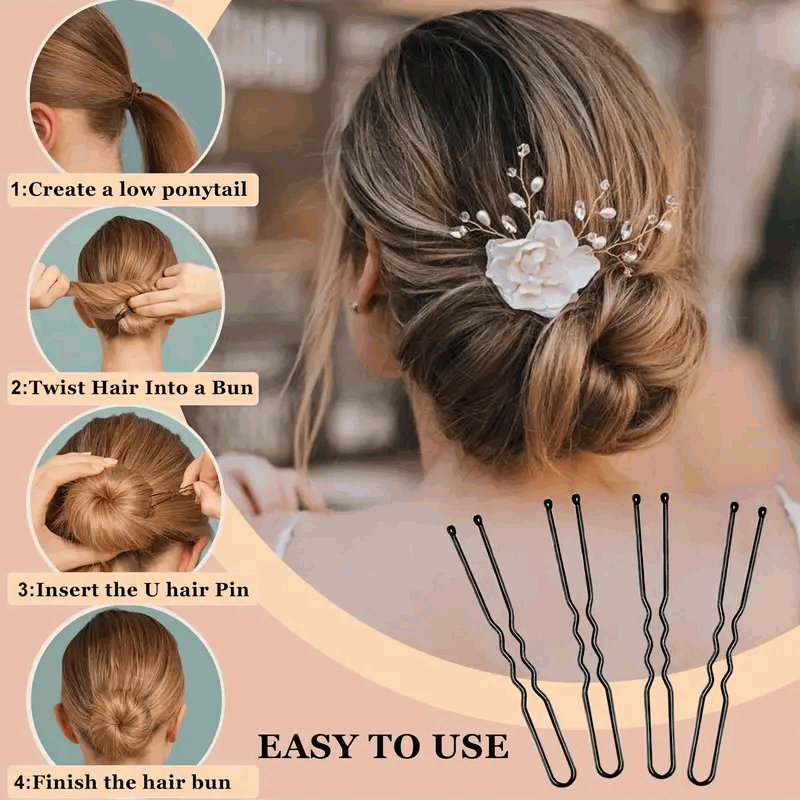 Horquillas de pelo en U - 100 unidades - Negro - 6 Cm - imagen 4