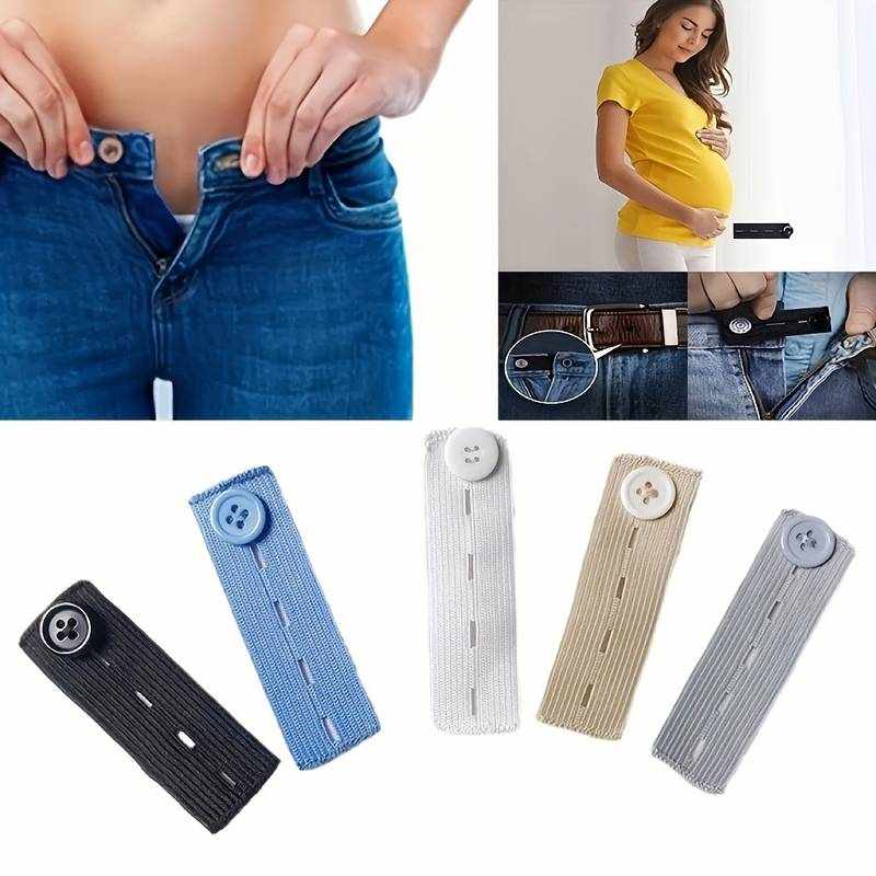 Extensor de botones para pantalones, Extensor de cintura ajustable, Extensor de botones elástico, Alargador de cintura - Negro - imagen 7