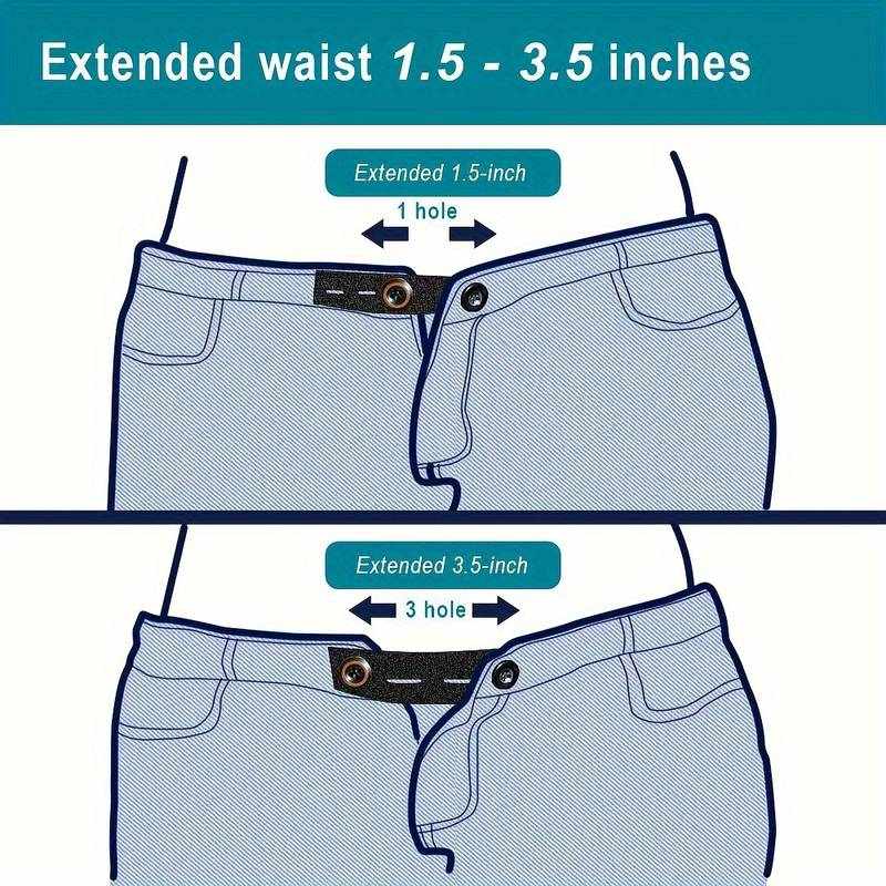 Extensor de botones para pantalones, Extensor de cintura ajustable, Extensor de botones elástico, Alargador de cintura - Blanco - imagen 6