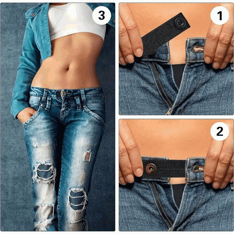 Extensor de botones para pantalones, Extensor de cintura ajustable, Extensor de botones elástico, Alargador de cintura - Blanco - imagen 3