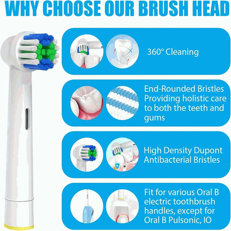 Set de 4 cabezales de repuesto para cepillos de dientes eléctricos compatibles con Oral-B - imagen 4