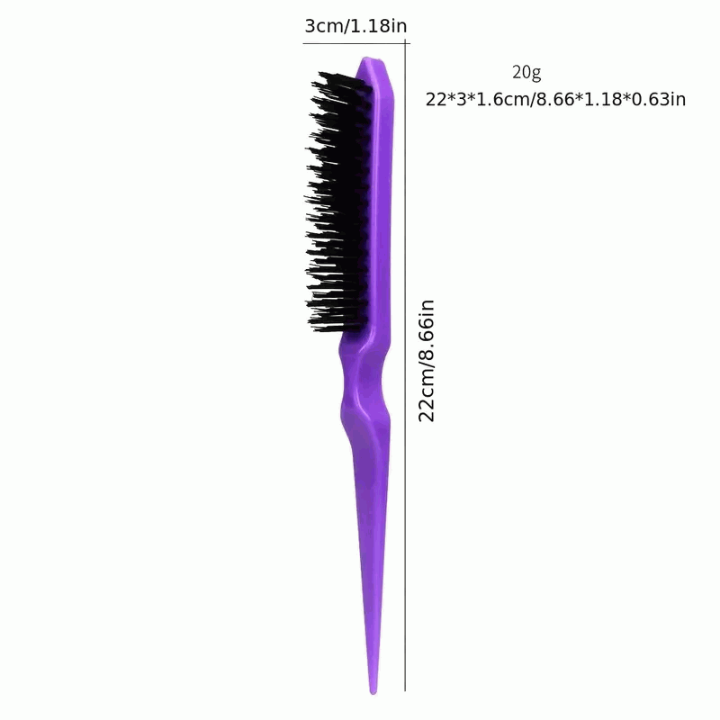 Cepillo Profesional de Cerdas de Jabalí y Peine de Cola con Púas para Crepar y Peinar - Morado - imagen 2