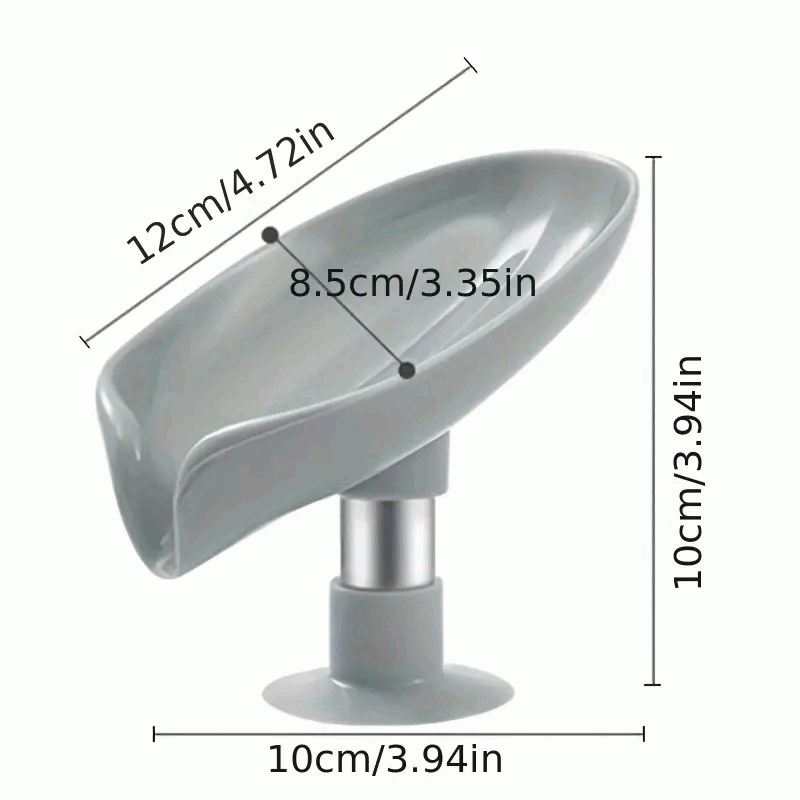 Jabonera en Forma de Hoja para Baño y Cocina - Soporte de Esponja Extraíble sin Taladro para Lavabo y Ducha - Gris - imagen 2