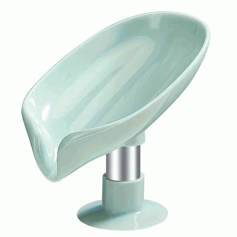 Jabonera en Forma de Hoja para Baño y Cocina - Soporte de Esponja Extraíble sin Taladro para Lavabo y Ducha - Verde
