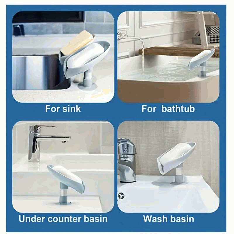 Jabonera en Forma de Hoja para Baño y Cocina - Soporte de Esponja Extraíble sin Taladro para Lavabo y Ducha - Verde - imagen 4