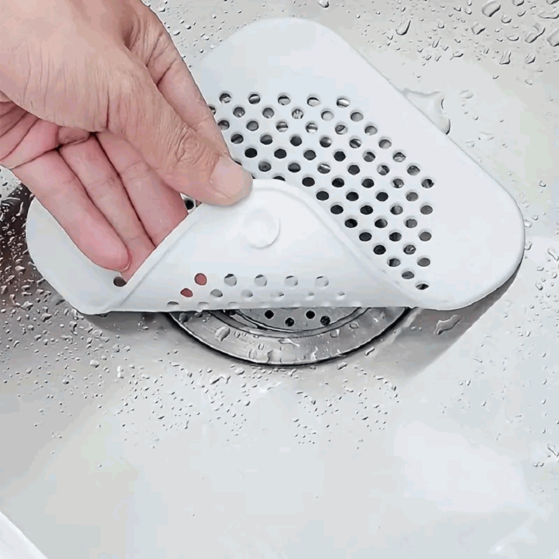 Filtro de Drenaje Plegable para Ducha, Baño y Cocina - Atrapa Pelos de Silicona con Ventosa - Blanco - imagen 5