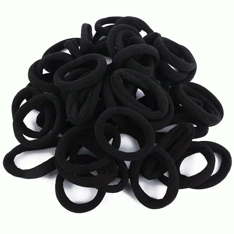 50 Gomas de Pelo, Bandas de Pelo Elásticas Fuertes para Coletas para Cabello - Gruesas - Negro - imagen 3