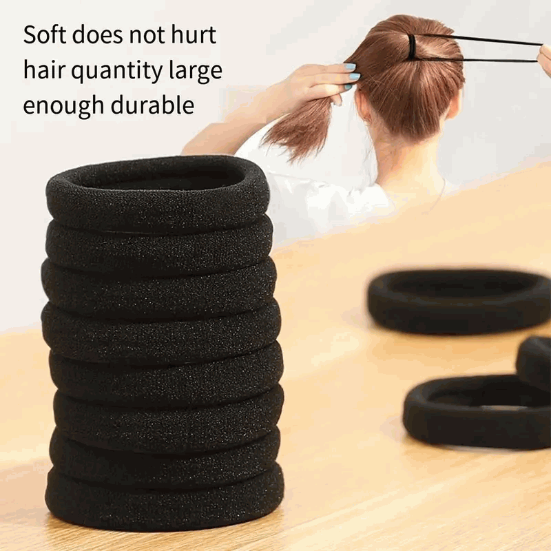 50 Gomas de Pelo, Bandas de Pelo Elásticas Fuertes para Coletas para Cabello - Gruesas - Negro - imagen 4