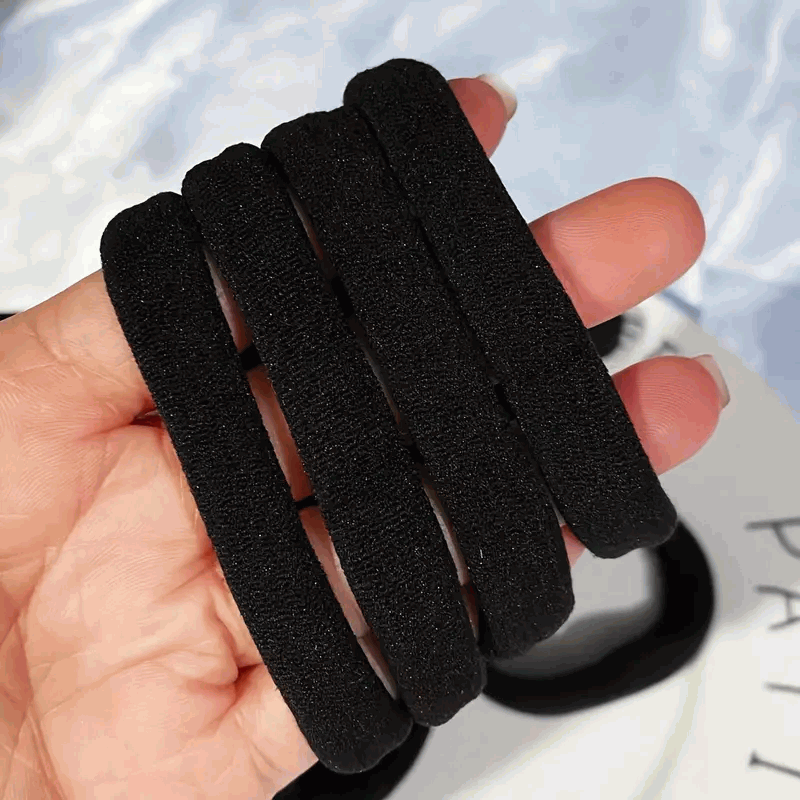 50 Gomas de Pelo, Bandas de Pelo Elásticas Fuertes para Coletas para Cabello - Gruesas - Negro - imagen 5
