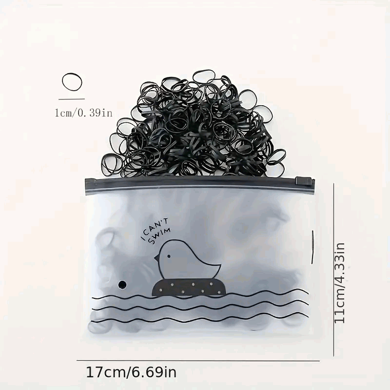 1000 Mini Gomas de Pelo, Bandas Suaves Para Niños, Gomas de Trenzas - Negro - imagen 5