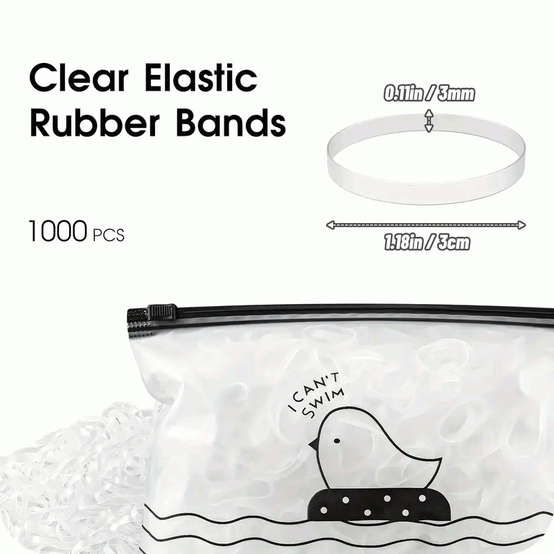 1000 Mini Gomas de Pelo, Bandas Suaves Para Niños, Gomas de Trenzas - Transparente - imagen 2