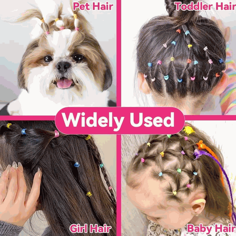 1000 Mini Gomas de Pelo, Bandas Suaves Para Niños, Gomas de Trenzas - Transparente - imagen 6