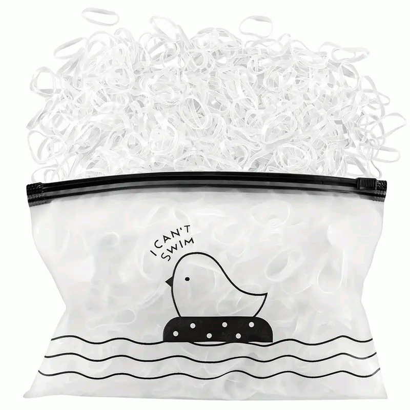 1000 Mini Gomas de Pelo, Bandas Suaves Para Niños, Gomas de Trenzas - Transparente - imagen 1