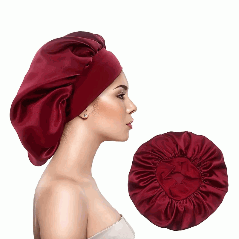 Gorro de Satén para Pelo Rizado con Banda Ancha Elástica para Mujeres y Niñas - Rojo - imagen 1