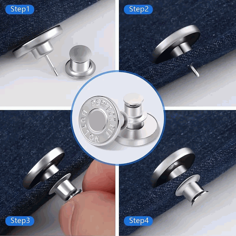10 Botones Retráctiles de 17 mm para Pantalones Vaqueros - Plata - imagen 3