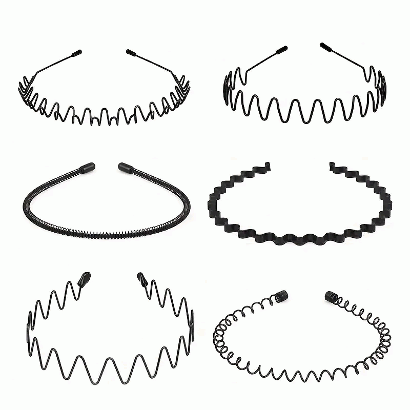 Set de 6 Diademas de Metal Antideslizantes - Aros de Pelo con Ondas de Moda para Hombres y Mujeres - Accesorios Elásticos y Cómodos para el Cabello