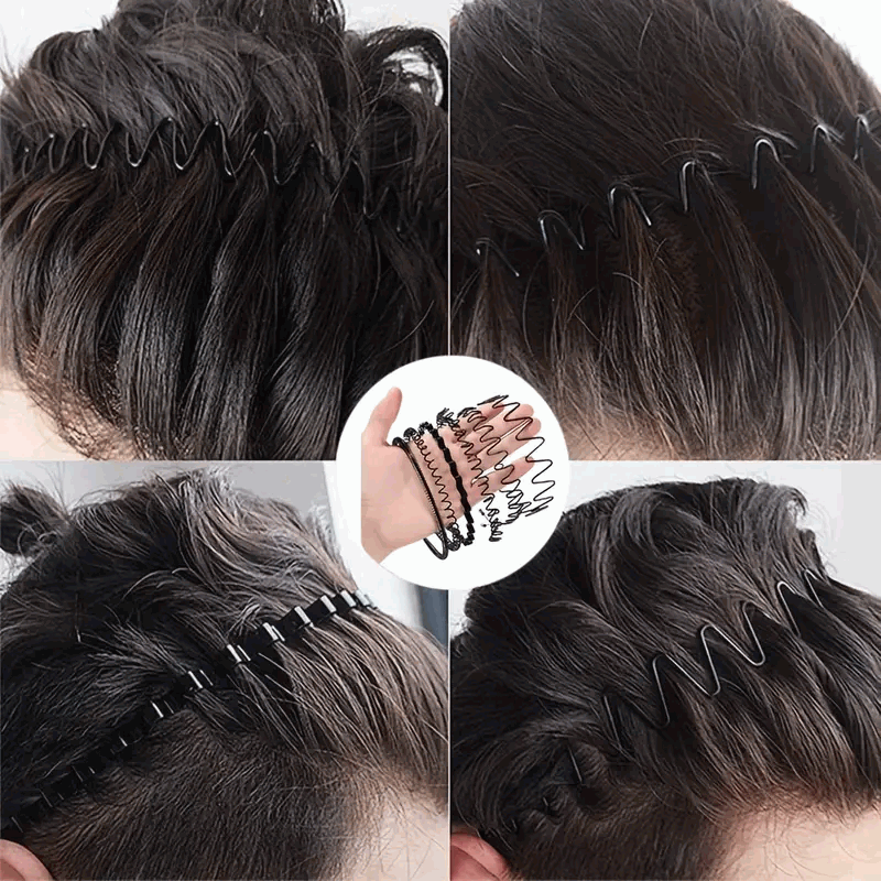 Set de 6 Diademas de Metal Antideslizantes - Aros de Pelo con Ondas de Moda para Hombres y Mujeres - Accesorios Elásticos y Cómodos para el Cabello - imagen 3