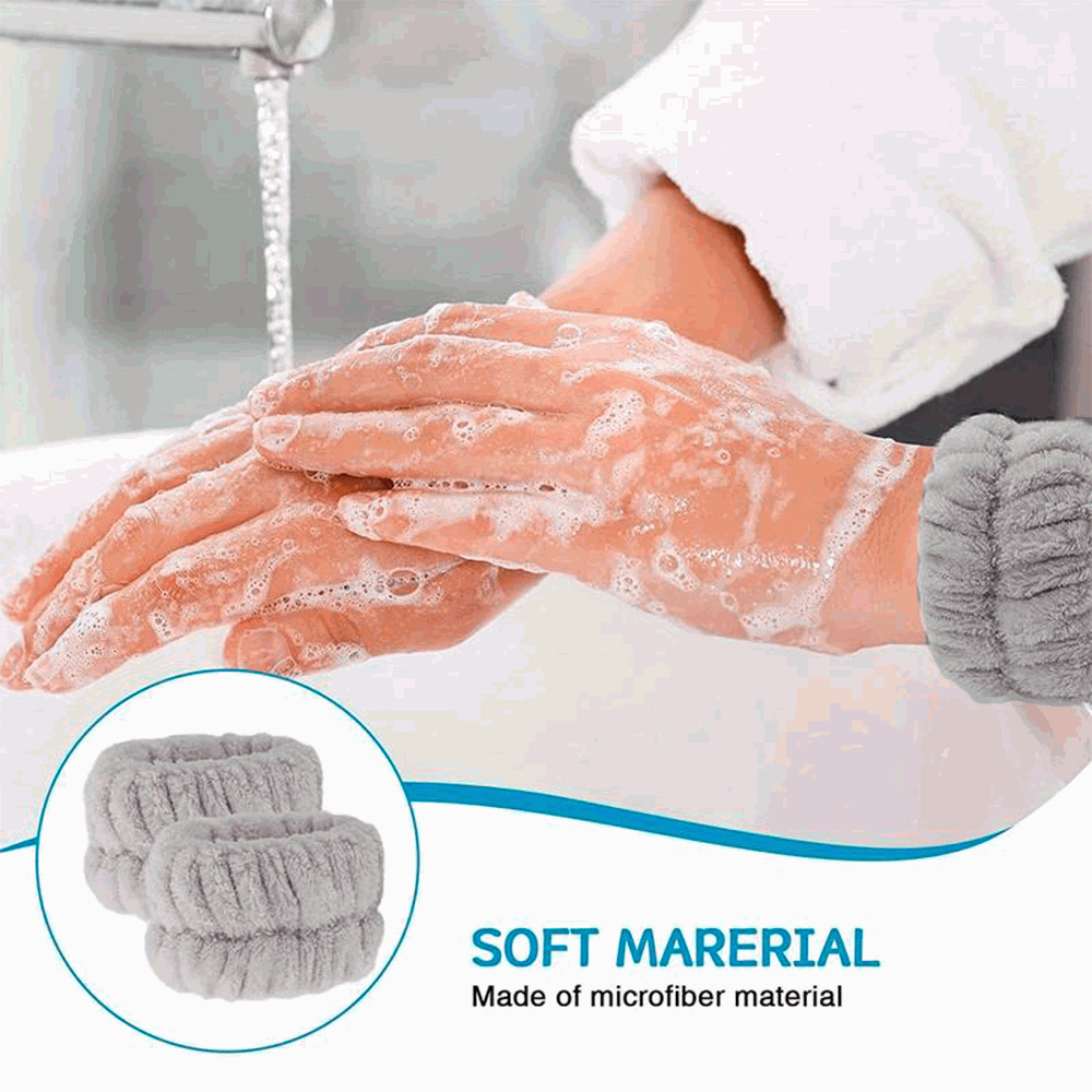Diadema de Spa con Lazo y Muñequeras para Maquillaje Facial y Cuidado de la Piel - Gris - imagen 4